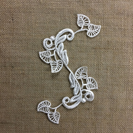 Applique Lace Piece Embroidery Modern Art Motif Flexible Design, 5"x6", Bend to Many Shapes Creative, Ivory and Dye-able, Multi-Use Garments Tops Costumes Bridal Crafts