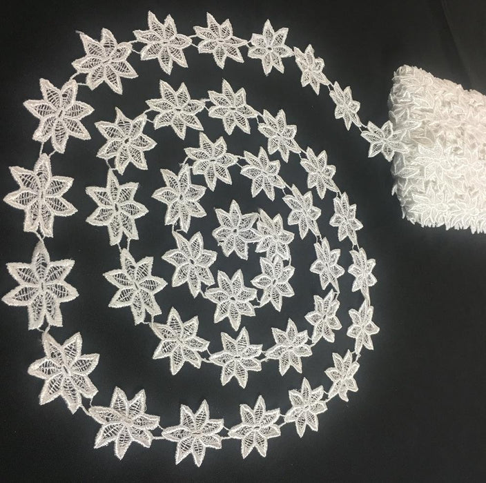 Lace Trim Stars 1.5" Wide Magic Spinning Stars Venise. Use Yardage or Cut Separately. Garments Tops Dresses Bridal Decoration Craft Costume Veil ⭐