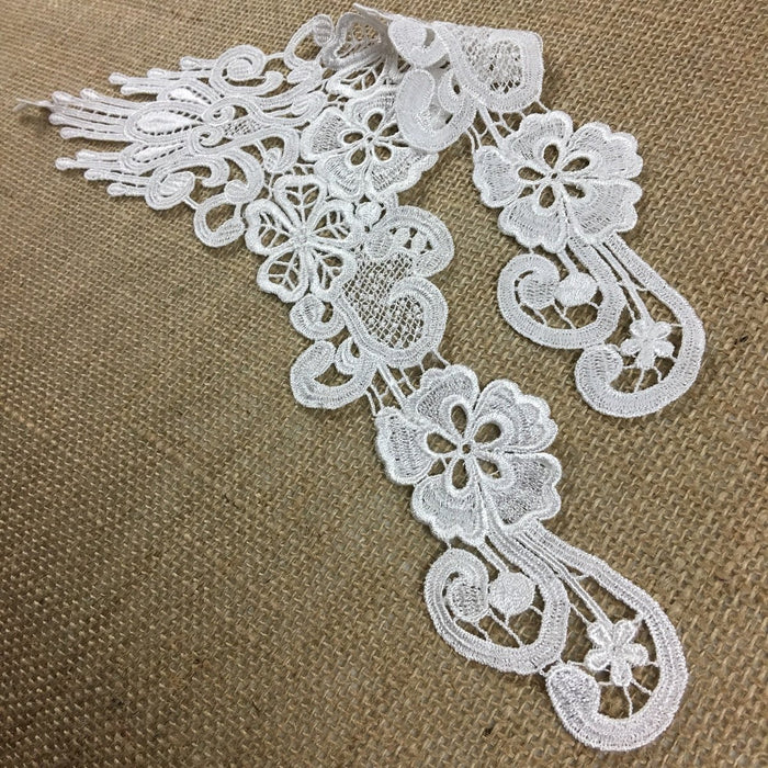 Lace Applique Floral Piece Embroidery Venise Yoke Neckpiece, 12"x10", Garments Bridal Tops Costumes Crafts DIY Sewing ⭐