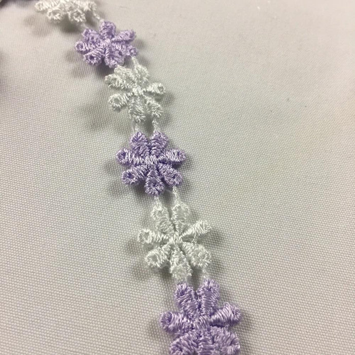 2-Color Lace Trim 1/2" Wide Alternating Color Daisy Flowers Venise, Choose Color White with Pink Blue or Lavender. Many Uses Garments Decoration Crafts Sash Waistband Headband