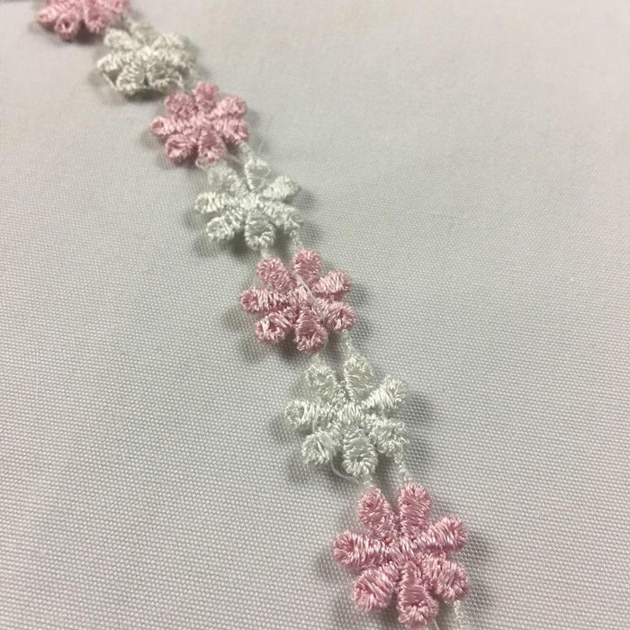2-Color Lace Trim 1/2" Wide Alternating Color Daisy Flowers Venise, Choose Color White with Pink Blue or Lavender. Many Uses Garments Decoration Crafts Sash Waistband Headband