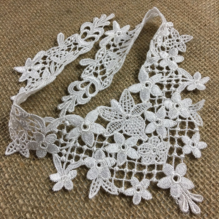 Lace Applique Floral Piece Embroidery Venise Yoke Neckpiece, 8"x9", Garments Bridal Tops Costumes Crafts DIY Sewing ⭐
