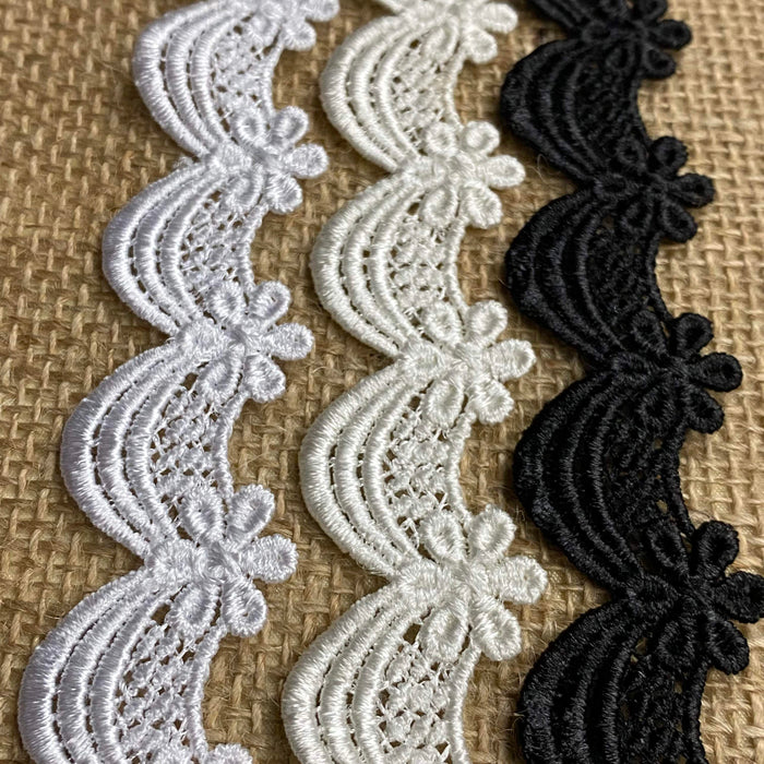 Lace Trim Scallops Daisy Drapes Venise 3/4" Wide Choose Color. Many Uses ie: Garments Decorations Crafts Veils Tops Dance Theater Costumes.