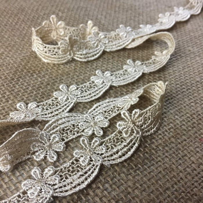 Lace Trim Scallops daisy Drapes Venise 3/4" Wide Choose Color. Many Uses ie: Garments Decorations Crafts Veils Tops Dance Theater Costumes.