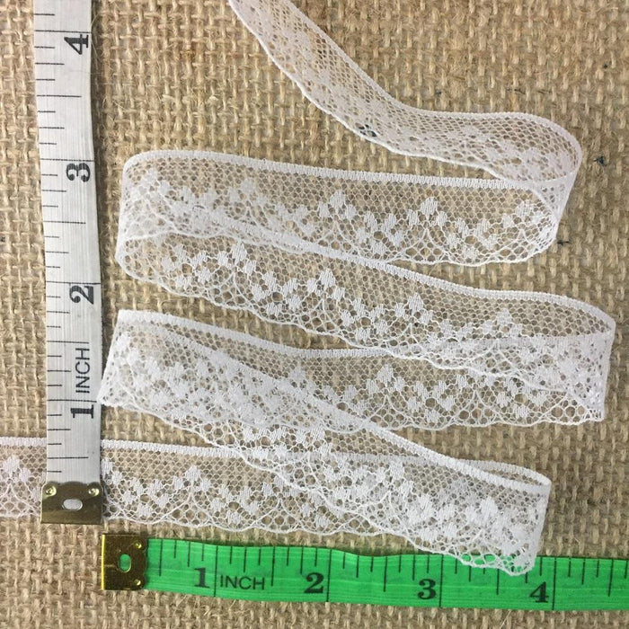 Raschel Trim Lace White Straight Top 0.6" Wide, Many Uses ex: Garments Dolls Bridal Decorations Arts Crafts Veils Tops Costumes Scrapbooks