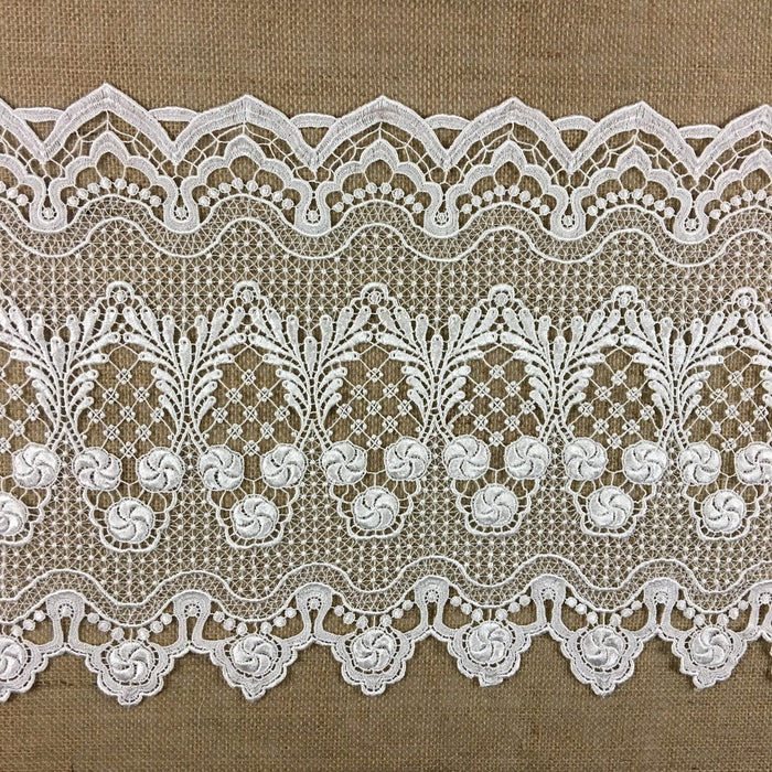 Wide Trim Lace Venise, 15" Wide, Ivory, Heavy Soft Drapy, Garments Tops Bridal Veil Table Runner Decorations Crafts Costumes DIY Sewing Backdrop ⭐