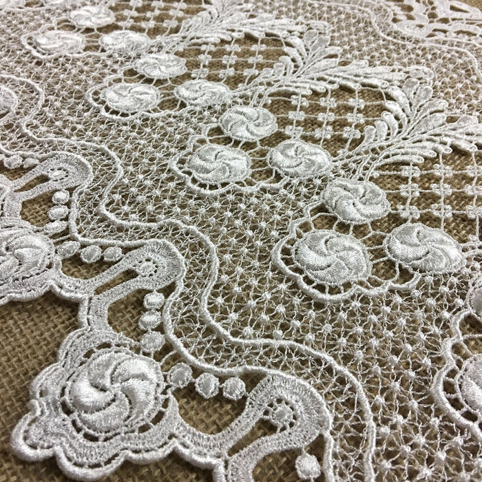 Wide Trim Lace Venise, 15" Wide, Ivory, Heavy Soft Drapy, Garments Tops Bridal Veil Table Runner Decorations Crafts Costumes DIY Sewing Backdrop ⭐