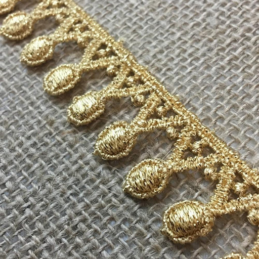 Gold Trim Lace Metallic Geometric Triangle Dot Medallion Necklace Design  Venise, 1 Wide, Multi-Use Garments Arts Crafts Costumes Crowns