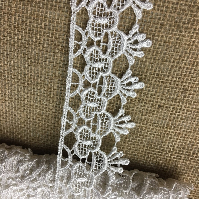 Venise Lace Trim Happy Fan Design, 2" Wide, Choose Color, Multi-Use ex: Garments Bridal Decoration Crafts Veils Costumes Table Runner