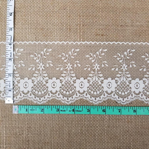Raschel Trim Lace Beautiful Classic 4" Wide, Ivory. Uses: Bridal Wedding Edging Garments Decorations Arts Crafts Table Runner