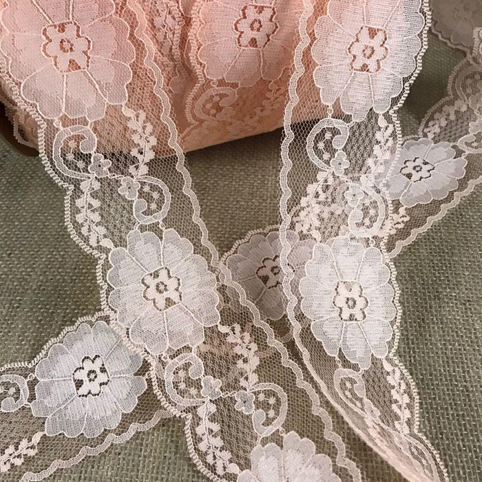 Raschel Trim Lace Beautiful Classic 2.5" Wide, Ivory. Uses: Bridal Wedding Edging Garments Decorations Arts Crafts Table Runner