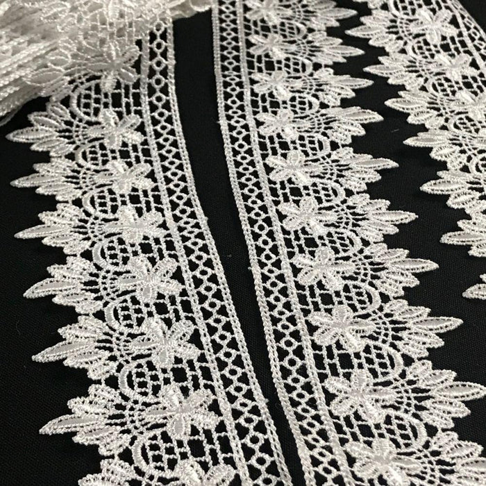 Lace Trim Classic Amaryllis Goatee Design Venise Venice, 2.5" Wide, White, for Garments Slip Extender Veils Art Craft Theater Dance Costume