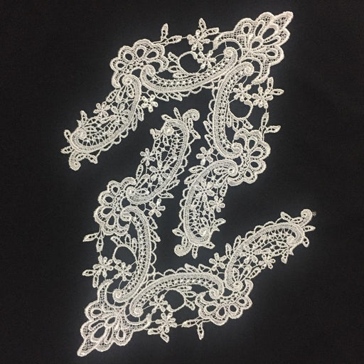 Lace Applique Neckpiece Venise Yoke Fancy Curves Embroidery Motif Patch, 8.5" Long, Choose Color, Multi-use ex. Garments Bridal Tops Costumes Crafts