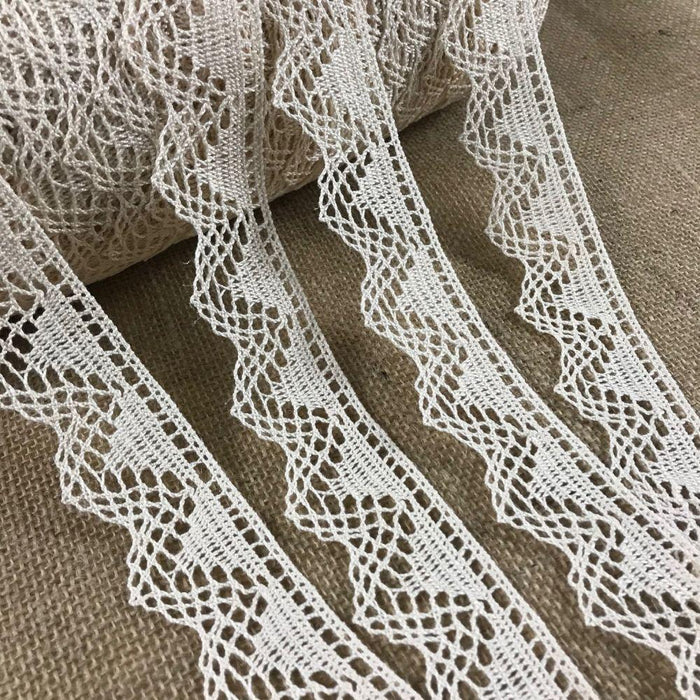 Cluny Trim Lace Natural Cotton 1.5" Wide Ivory, Geometric Yardage Vintage, Multi Use: Garments Arts Crafts Costumes DIY Sewing.