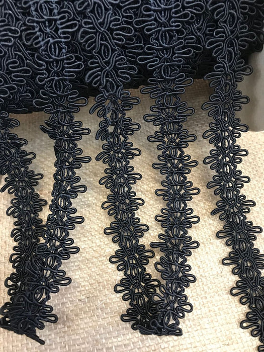 Braid Trim Black, 1" Wide Fancy. Use Examples: Garments Costume Craft Scrapbooks Drapes DIY Sewing.