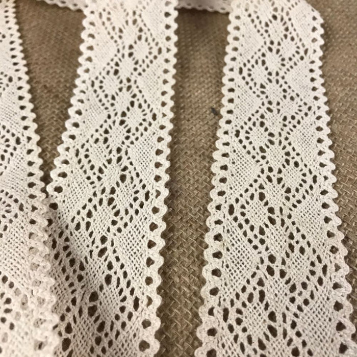 Cluny Trim Lace Natural Cotton 1.75" Wide Off White Yardage Vintage Antique Irish Edging, For Garments Arts Crafts Costumes DIY Sewing Slip Extender