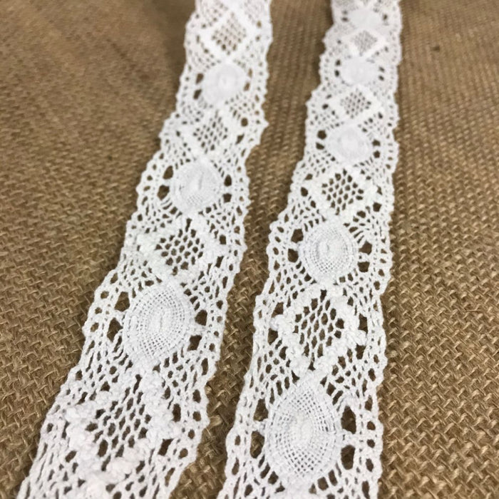 Cluny Trim Lace Natural Cotton 1.5" Wide Off White Yardage Vintage Antique Irish Edging, For Garments Arts Crafts Costumes DIY Sewing Slip Extender