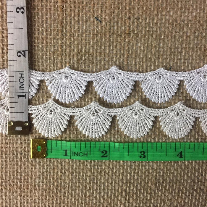 Lace Trim Seashell Royal Fan Design Venise, 1" Wide, Garments Children Bridal DIY Sewing Craft Veil Costume Scrapbook ⭐