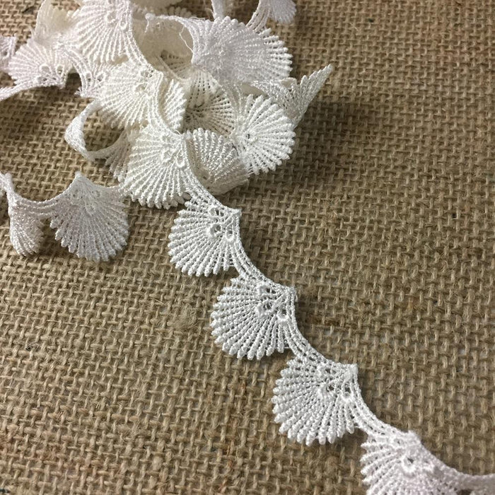 Lace Trim Seashell Royal Fan Design Venise, 1" Wide, Choose Color. Multi-Use Garments Children Bridal DIY Sewing Craft Veil Costume Scrapbook