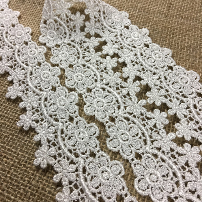 Lace Trim Daisy Dance Venise, 1.75" Wide, Ivory, Multi-Use Garments Bridal DIY Sewing Sleeves Skirt Crafts Veils Table Runner Costumes Scrapbook