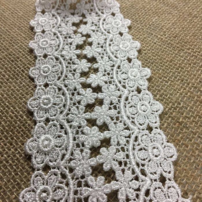 Lace Trim Daisy Dance Venise, 1.75" Wide, Ivory, Multi-Use Garments Bridal DIY Sewing Sleeves Skirt Crafts Veils Table Runner Costumes Scrapbook