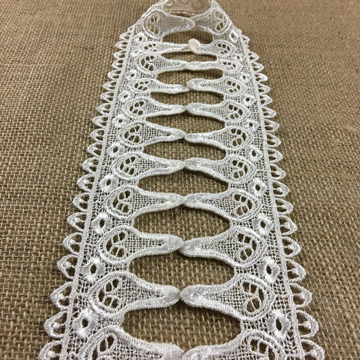 Lace Trim Holy Light Design Church Venise, 2.25" Wide, Choose Color: Beautiful Pink or Ivory, Multi-Use Garments DIY Sewing Slip Extender Crafts Veils