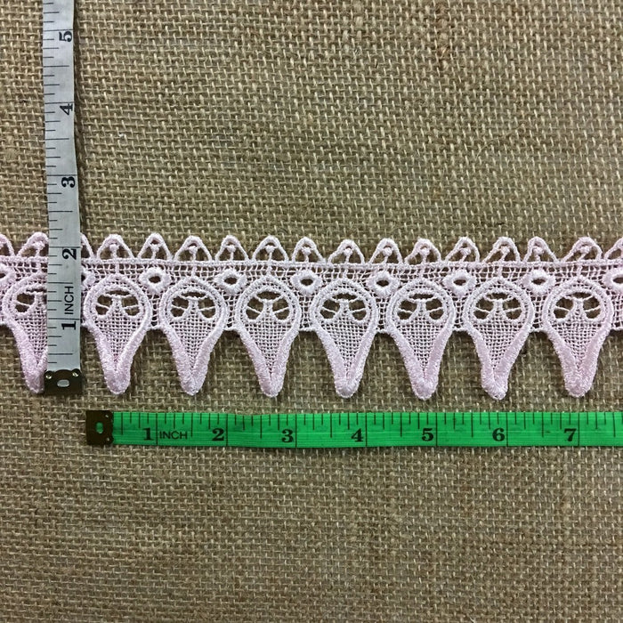 Lace Trim Holy Light Design Church Venise, 2.25" Wide, Beautiful Pink or Ivory, Garments DIY Sewing Slip Extender Crafts Veils ⭐