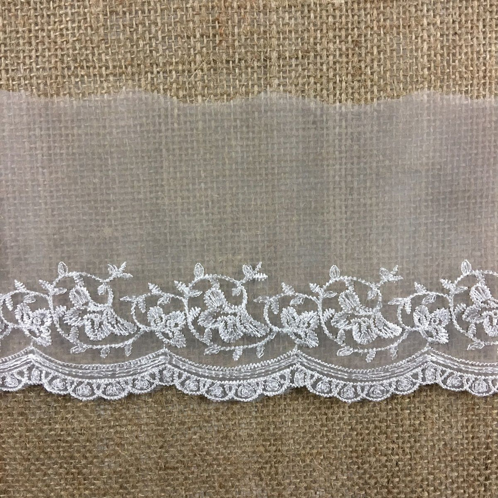 Lace Trim Scalloped Sprouts Embroidered Sheer Organza, 2-3 Wide, Choose  Color, Multi-Use Garments Gowns Veils Bridal Communion Christening - Amore