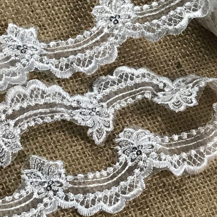 Communion Christening Baptism  Organza Sheer Embroidered Decorations Invitations Arts and Crafts Scrapbook DIY Clothing DIY Sewing Proms Encaje Retro French Trim Lace by the Yard Yardage 