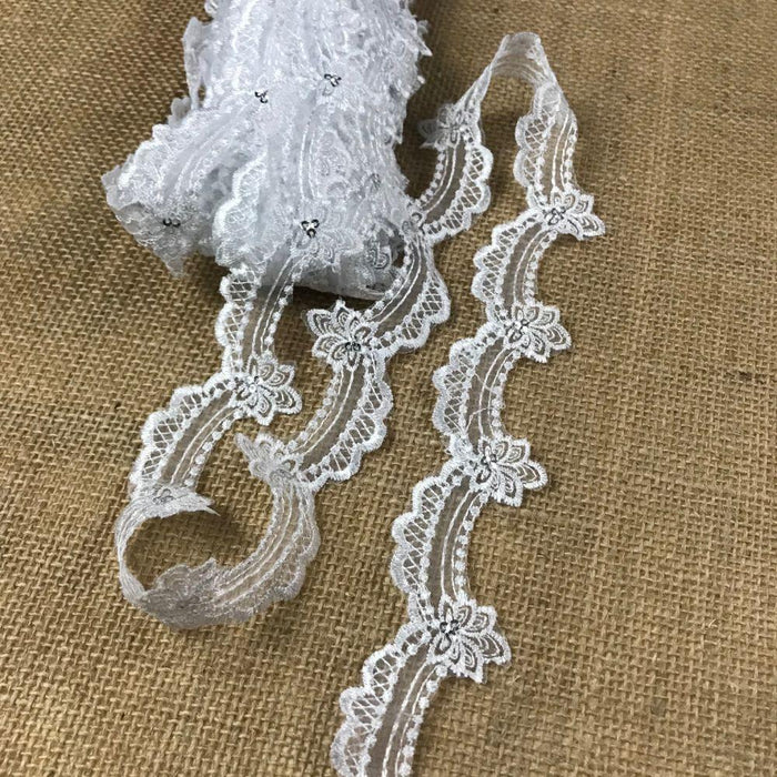 Communion Christening Baptism  Organza Sheer Embroidered Decorations Invitations Arts and Crafts Scrapbook DIY Clothing DIY Sewing Proms Encaje Retro French Trim Lace by the Yard Yardage 