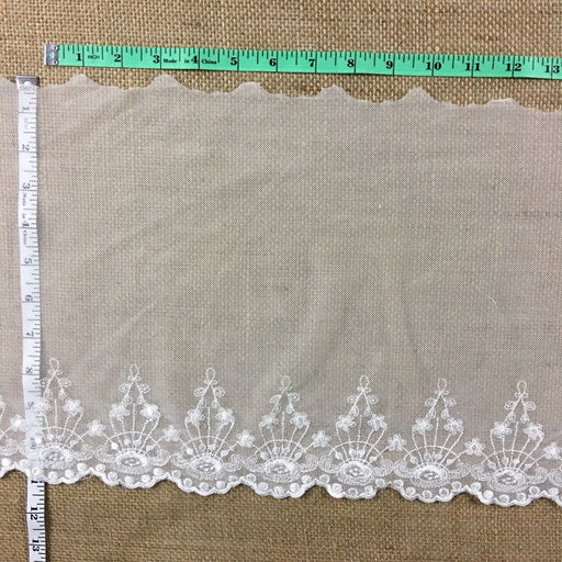 Double-Edge Scallop Floral Off-White 11 Wide Lace Trim Fabric by