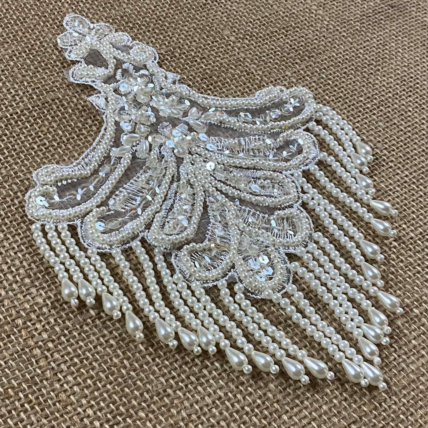 Beaded Applique Piece Lace Hanging Beads Strings Fringe Dangling Quali ...