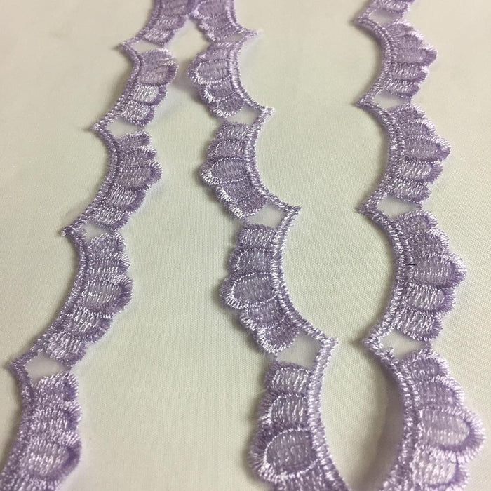 Scalloped Lace Trim Embroidered Sheer Organza Double Border Simple Beautiful, 1" Wide, Choose Color. Multi-Use Dresses Veils Towels Bridal Costume