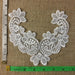 Embroidered Yoke Applique Neckpiece Fancy Floral Curves Design Sheer Organza Motif Patch, 6"x6", White, for Garments Bridal Communion Christening