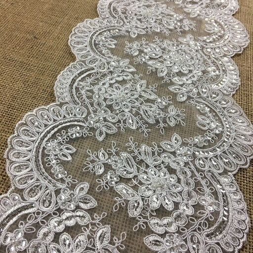 Gorgeous White Lace - Ribbon Applique on Mesh, with Double
