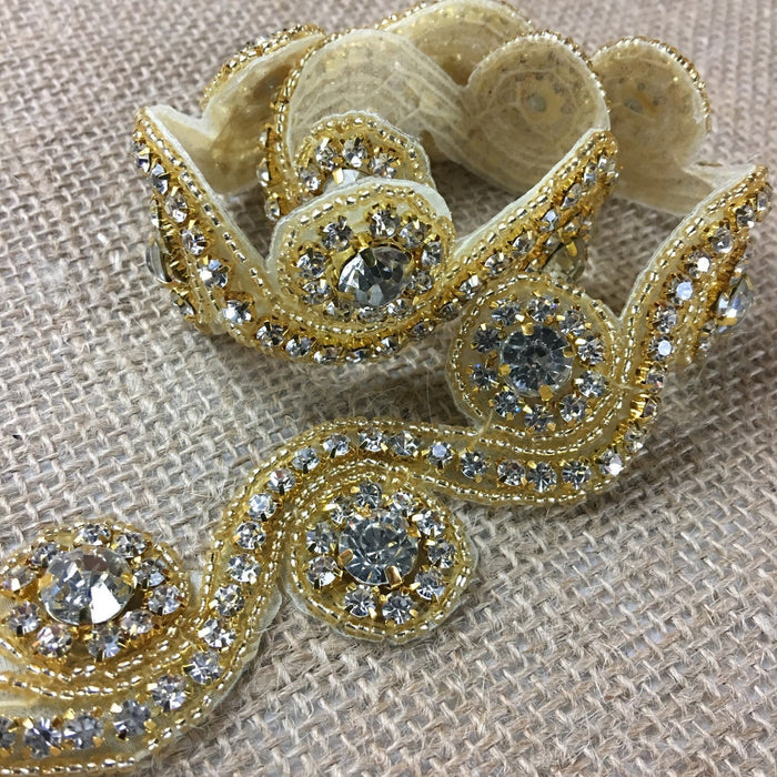 Rhinestone Bling Trim Crystal Cup Chain Sew or Hot Glue Gun or Fabric Glue, 1.25" Wide, Choose Color. Multi-Use Dress Bridal Sash Crafts Jewelry