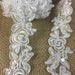 Bridal Lace Trim Embroidered Hand Beaded Corded Sequined Organza Beautiful Rose Floral, 1.25" Wide, White, for Garment Children Bridal Veil Costume
