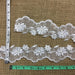 Scalloped Bridal Trim Lace Double Border Embroidered Beaded Sequined Organza, 2.5" Wide, White, for Garment Veil Costume Communion Christening Baptism