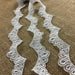 Scalloped Bridal Trim Lace Embroidered on Organza, 1.5" Wide, White, for Garment Veil Costume Communion Christening Baptism