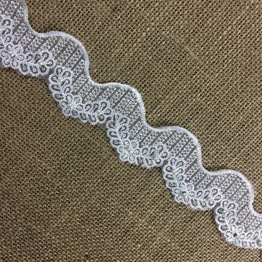 Ivory Silver Beaded Lace Trim, Heavy Beaded Trimming, Beading Trim, Venise  Guipure Wedding Dress Edging 