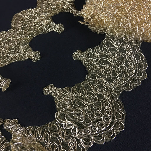 Metallic Gold Trim Lace Corded, 4.5" Wide, for Garment Gown Veil Bridal Theater & Dance Costume Decoration Altar Table Runner DIY Sewing ...