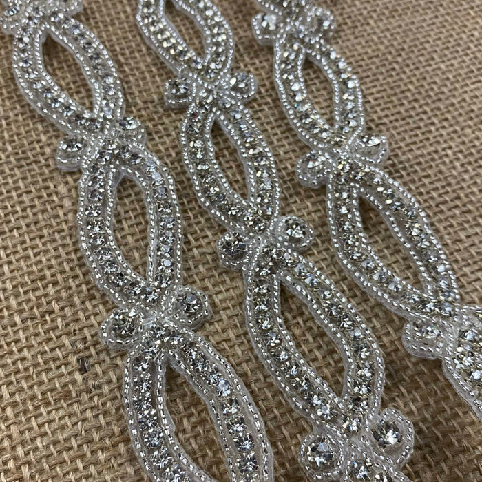 Rhinestone Sash Belt Bling Trim Crystal Arches 1.25" Wide By The Yard for Dress Bridal Crafts Jewelry & more