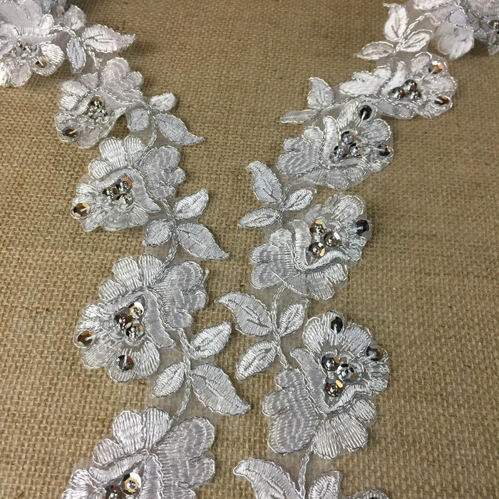 Bridal,Veil,Lace,Trim,Classic,Rose,Flower,Design,Alencon,Hand,Beaded,Sequined,Corded,Organza,Wedding,Sheer,Embroidered,Lace,Table Runner,Cover,Events,Arts and Crafts,Scrapbook,Funeral,Casket,Coffin,Victorian,Traditional,DIY Clothing,DIY Sewing,Proms,Bride
