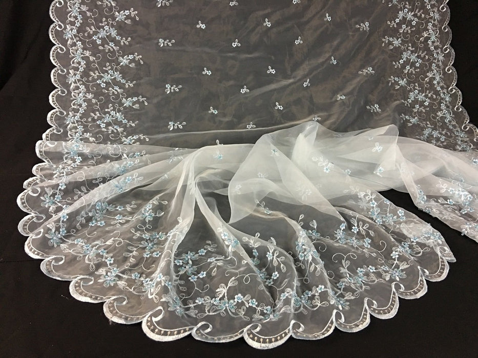 3D Bridal Beaded Fabric Embroidered Organza Sheer Beautiful Show Boat Design, 52" Wide, Garment  Dolls Costume Decoration ⭐