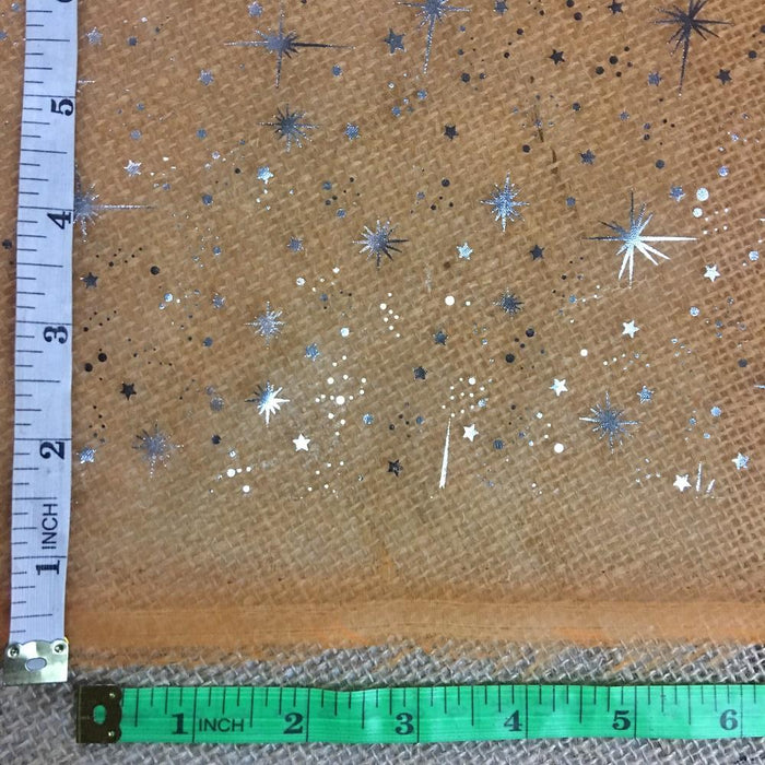 Stars Organza Fabric All Over Metallic Silver Stars Hot Foil Stamped Organza Fabric, 60" Wide, Garments, Garments Events Tablecloth ⭐