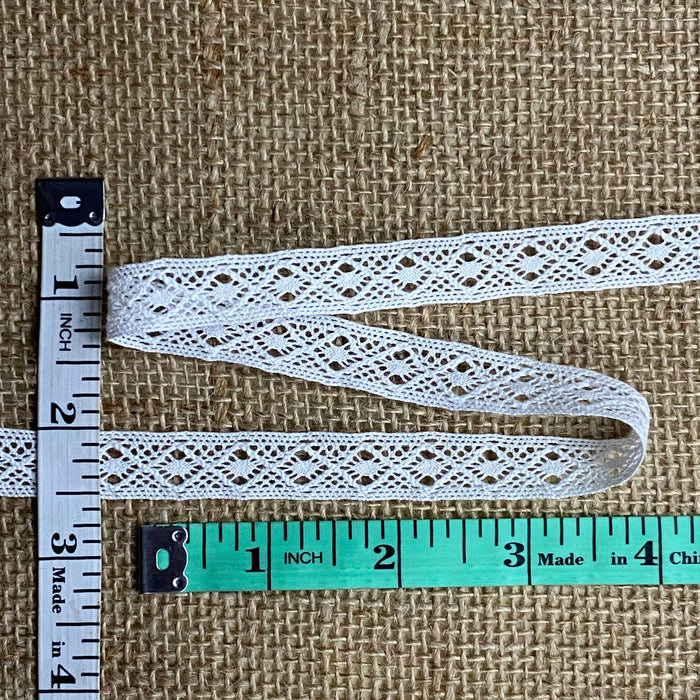 Fine Cluny Trim Lace Natural Cotton 1/4" Wide White Yardage Vintage Antique Irish Edging, Multi Use: Garments Arts Crafts Costumes Table Runner DIY Sewing