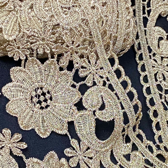 Gold/Silver Trim Lace Metallic Antique Vintage Venise, 3.25" Wide, Choose Color, Multi-Use Garments Decoration Altar Craft Costumes Crowns