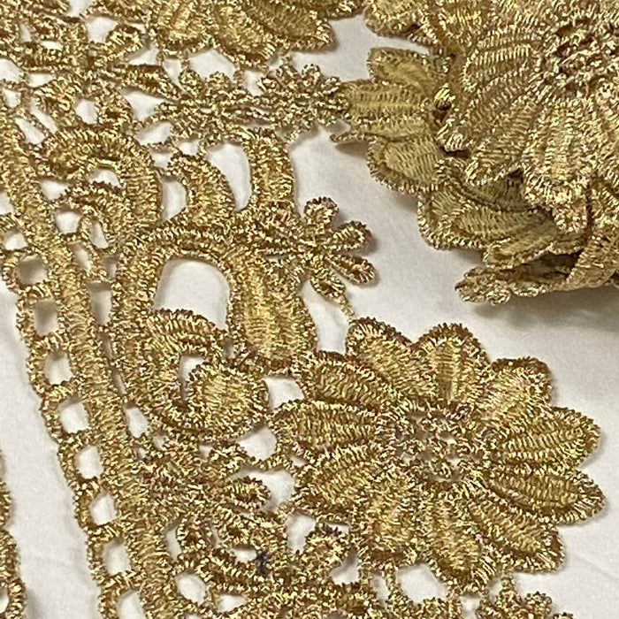 Gold/Silver Trim Lace Metallic Antique Vintage Venise, 3.25" Wide, Choose Color, Multi-Use Garments Decoration Altar Craft Costumes Crowns
