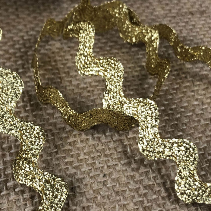 Gold Zig Zag Rick Rack Shiny Metallic Jumbo 5/8" Wide (0.62") for Garment Gown Veil Bridal Theater Dance Costume Craft Decoration Scrapbook