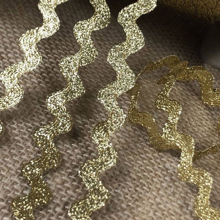 Gold Zig Zag Rick Rack Shiny Metallic Jumbo 5/8" Wide (0.62") for Garment Gown Veil Bridal Theater Dance Costume Craft Decoration Scrapbook